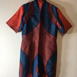 Jumpsuit Small Vintage 1970’s Geometric Print Blue Orange Black Romper Groovy